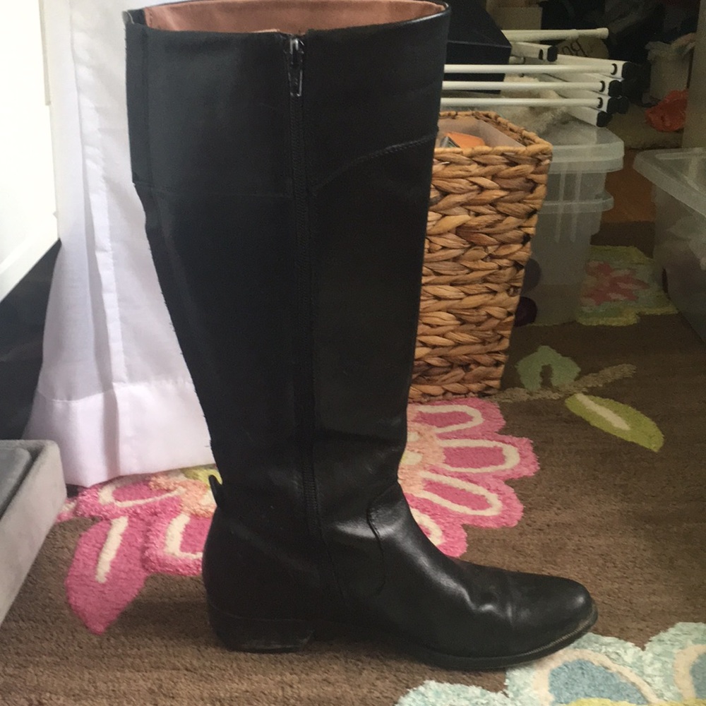 Knee high black leather boots